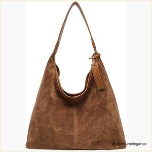 Faux Suede Leather Tote Bag Lightweight Hobo Shoulder Purse Large Capacity